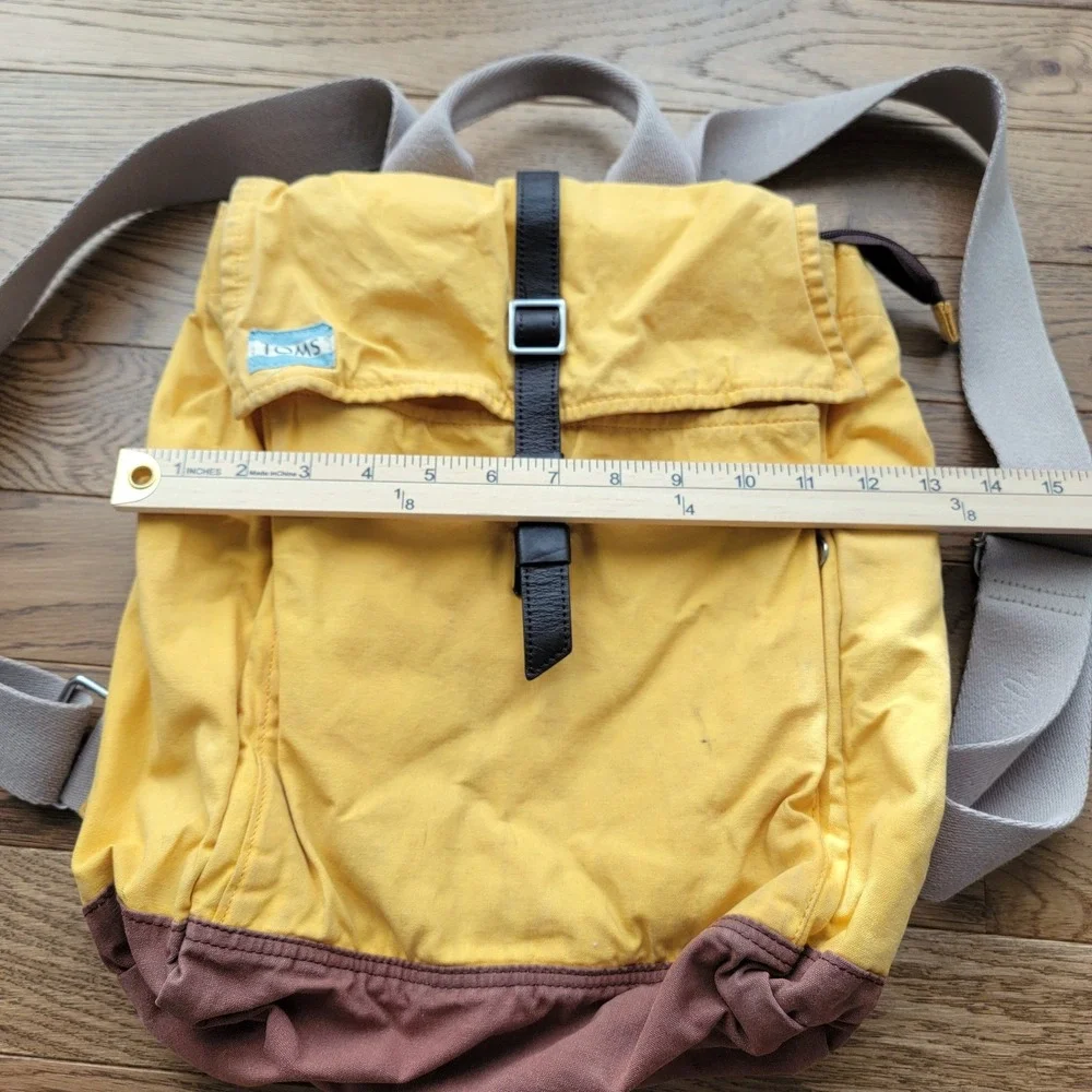 TOMS Trekker Waxed Canvas Backpack Citrus Color Leather Trim Water-Resistant